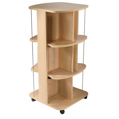 Illustration de : Tour à livres Oscar coloris hêtre - Manutan Expert