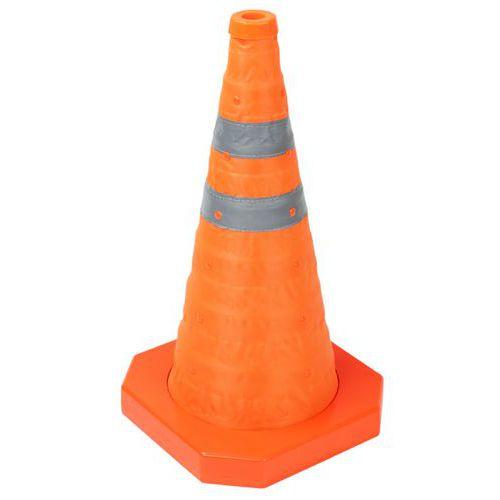 Illustration de : Cône de balisage rétractable bandes réfléchissantes - Manutan Expert