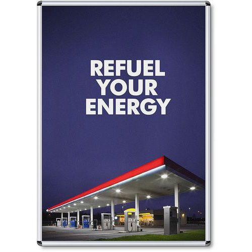 Illustration de : Cadre clic-clac aluminium avec coin rond - Manutan Expert