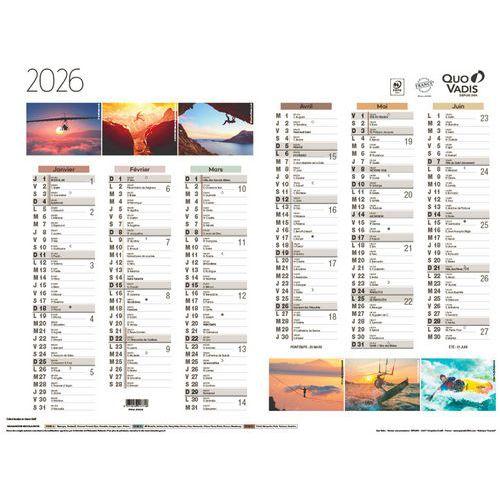 Illustration de : Calendrier 2026 12 mois Sport Fantaisie - Quo Vadis