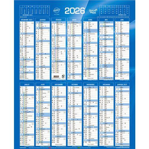 Illustration de : Calendrier annuel vertical Classic - 43x55cm - 2026 - Quo Vadis