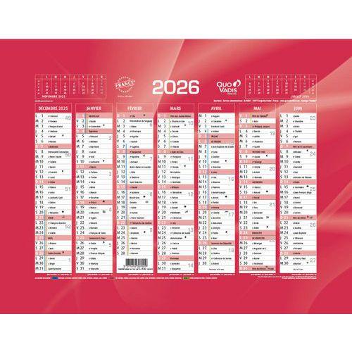Illustration de : Calendrier banque - Rouge - Année 2026 - Quo Vadis