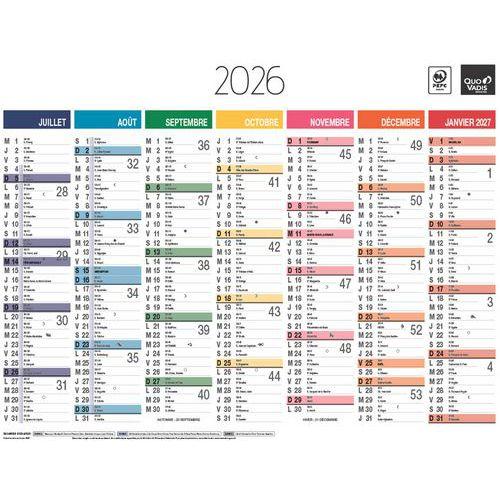 Illustration de : Calendrier banque Arc en ciel - 43x33,5cm - 13 mois - 2026 - Quo Vadis